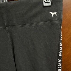 PINK Victoria's Secret Black Leggings with White Dog Logo Yoga pants